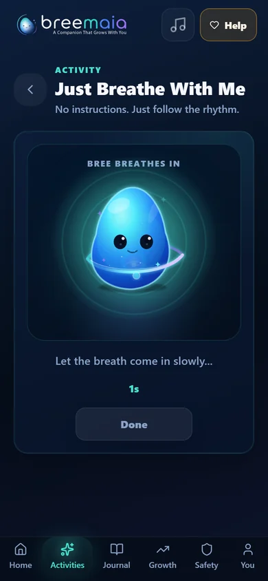 Breemaia structured breathing activity with Bree